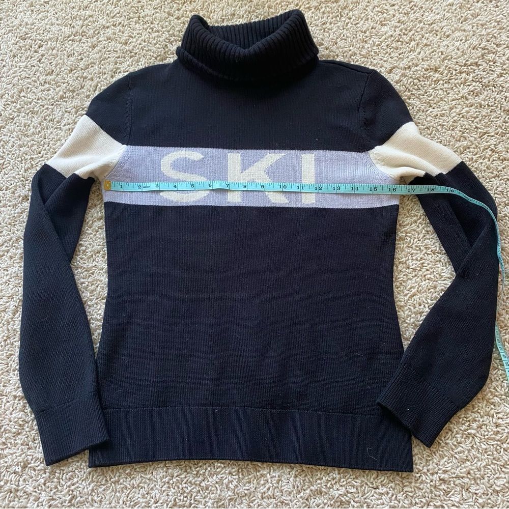 Perfect Moment Ski Merino Wool Sweater Mock Neck Base Layer M Black Blue Purple - Picture 4 of 4